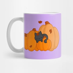 Sleepy Pumpkin Cat Mug